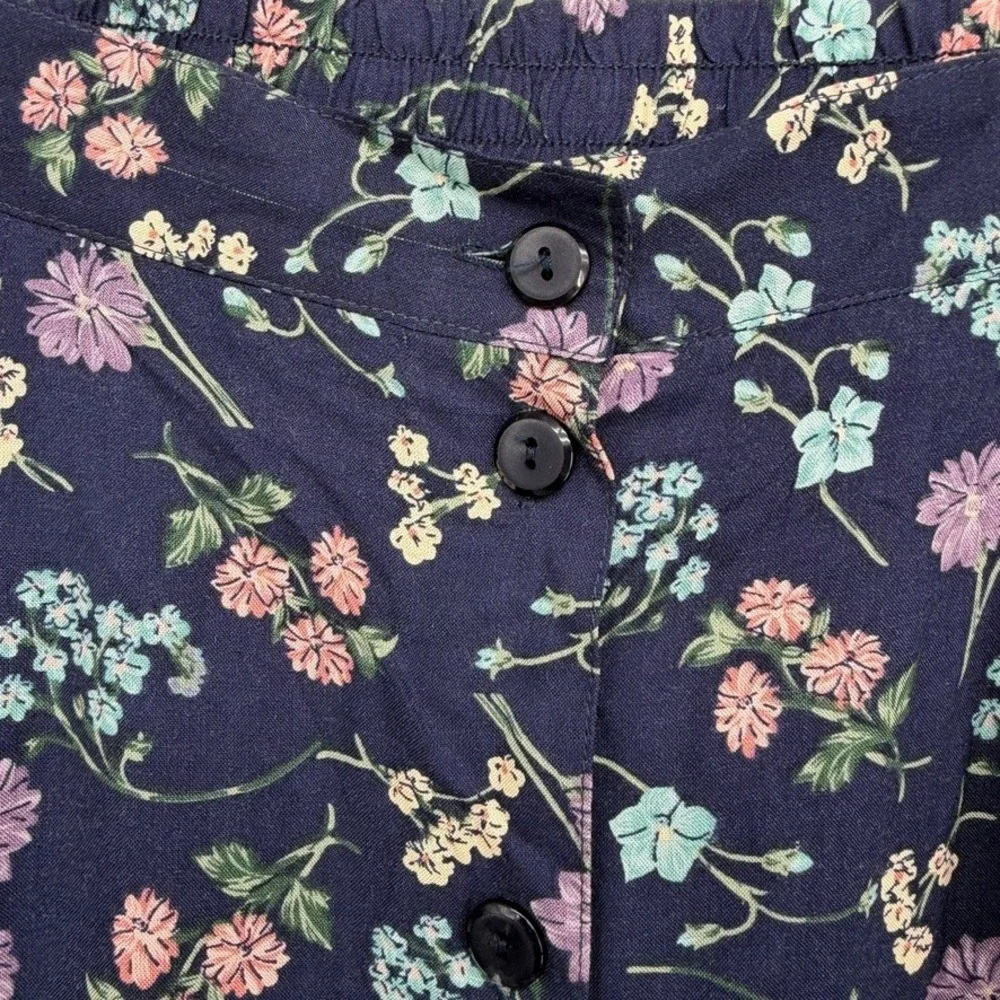 Sag Harbor Maxi Skirt Floral Button Front Elastic Waist Casual Summer Large